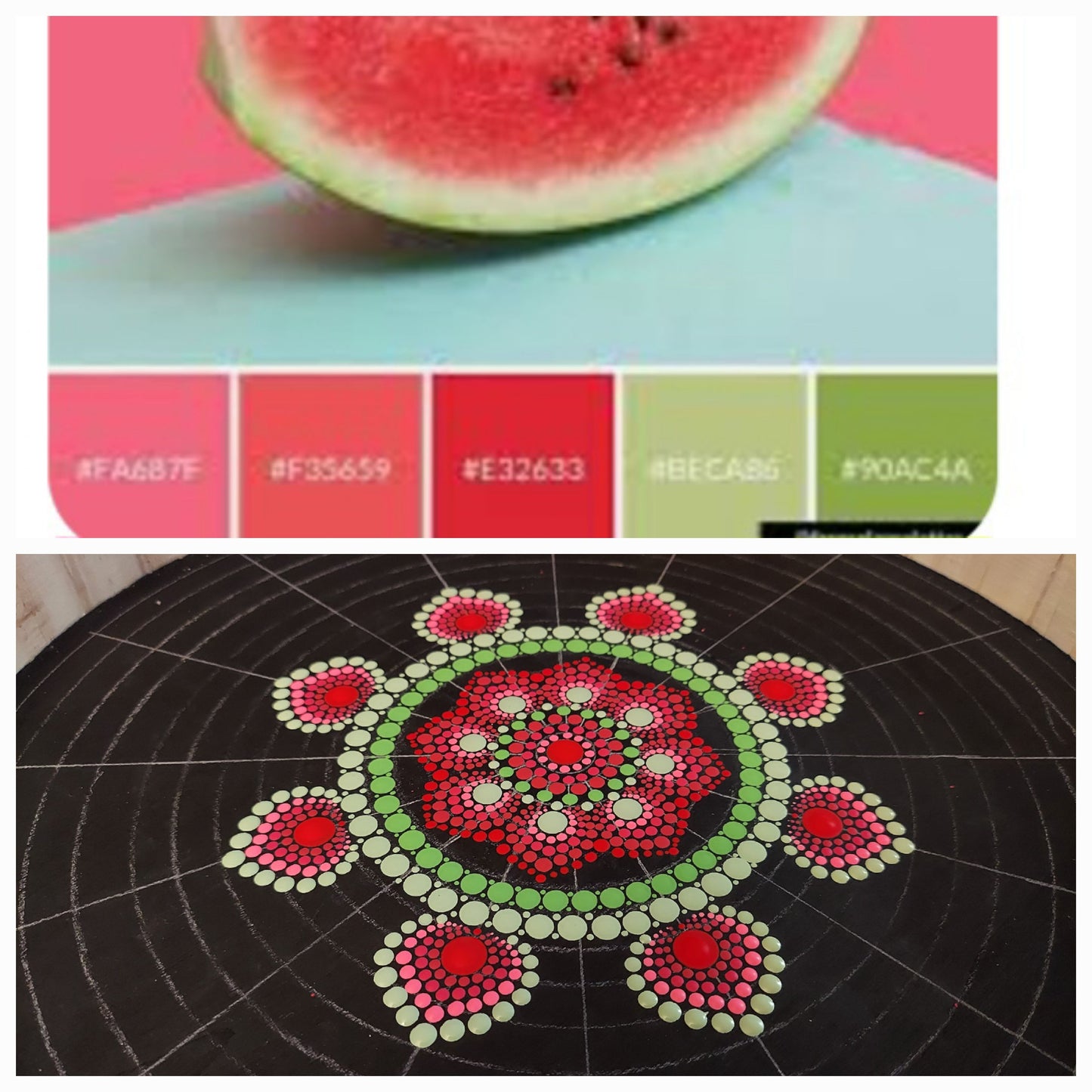 Watermelon and Sunshine Mandala Garden Stone