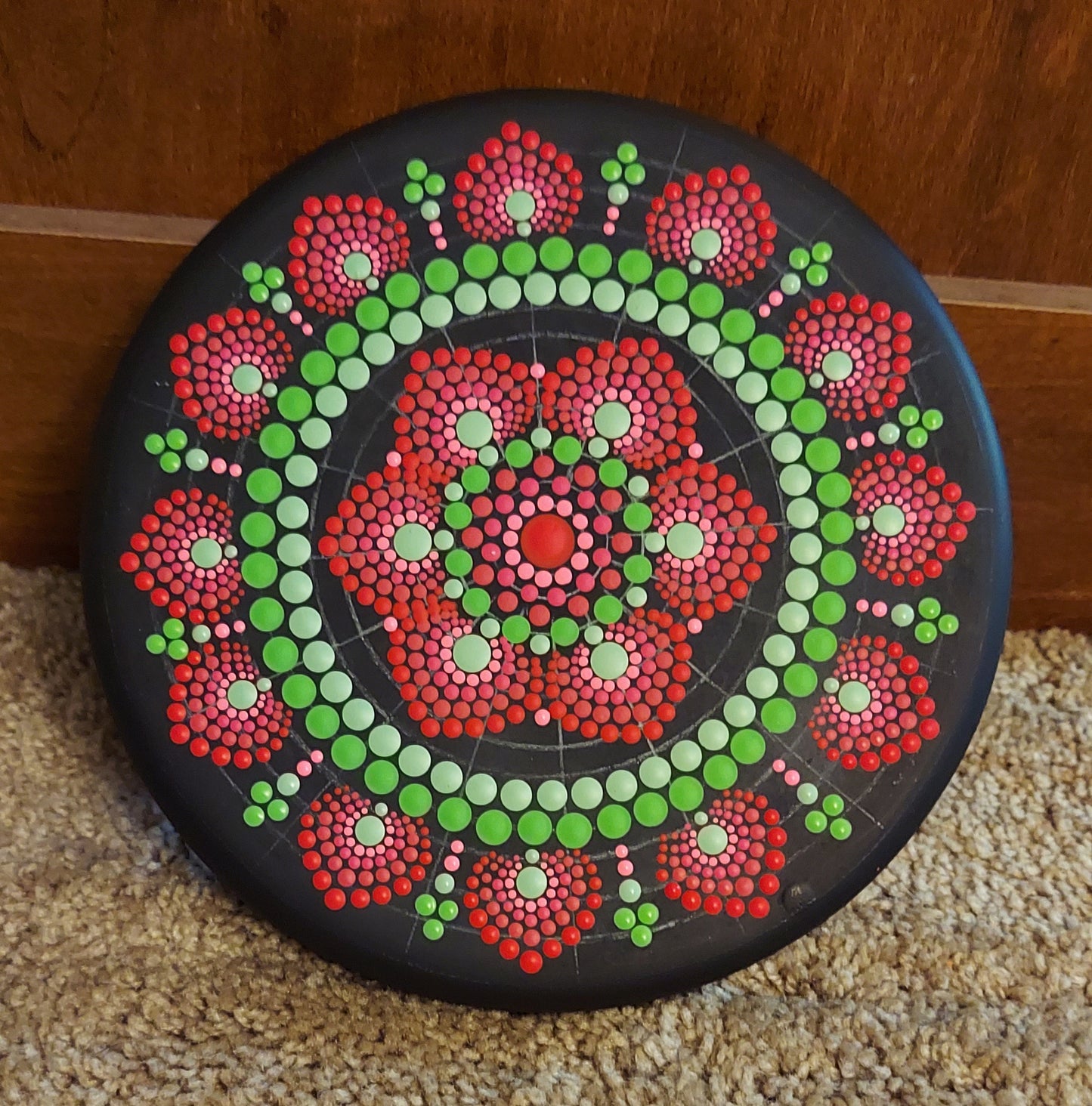 Watermelon and Sunshine Mandala Garden Stone