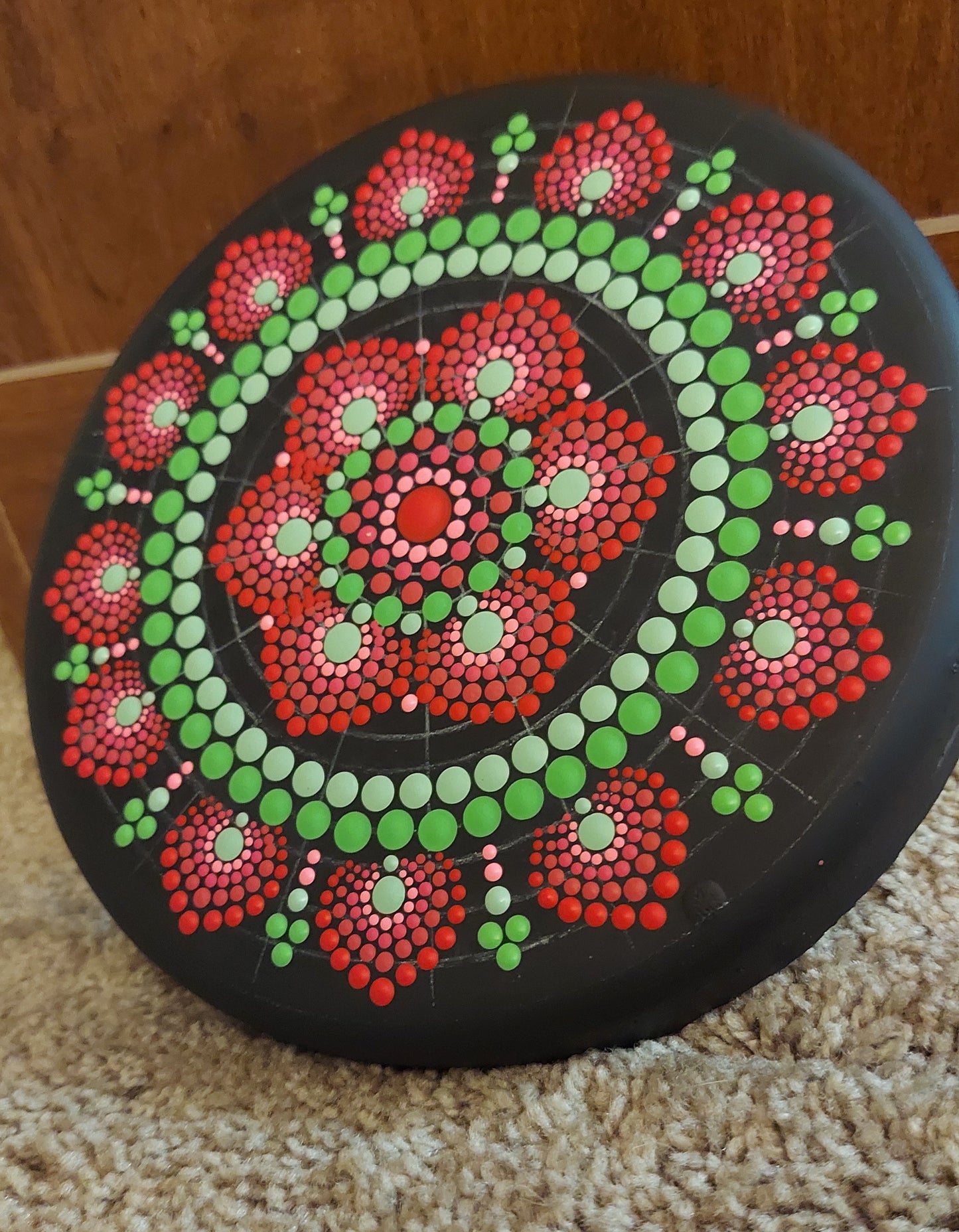 Watermelon and Sunshine Mandala Garden Stone