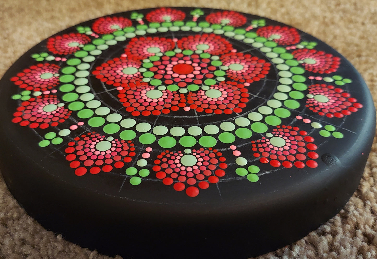 Watermelon and Sunshine Mandala Garden Stone