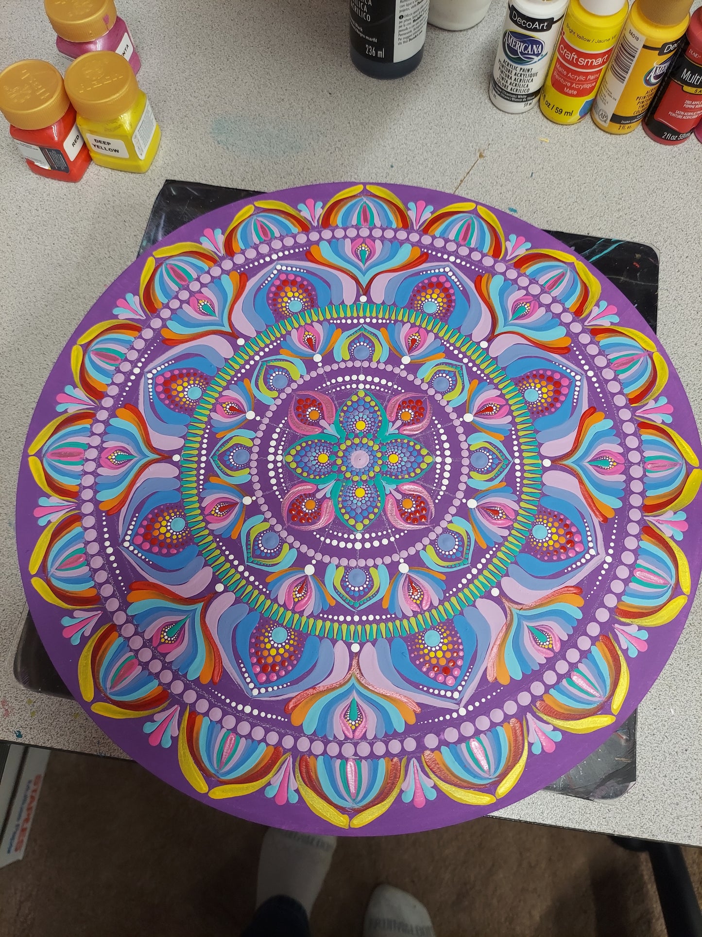 14" mandala dot painting