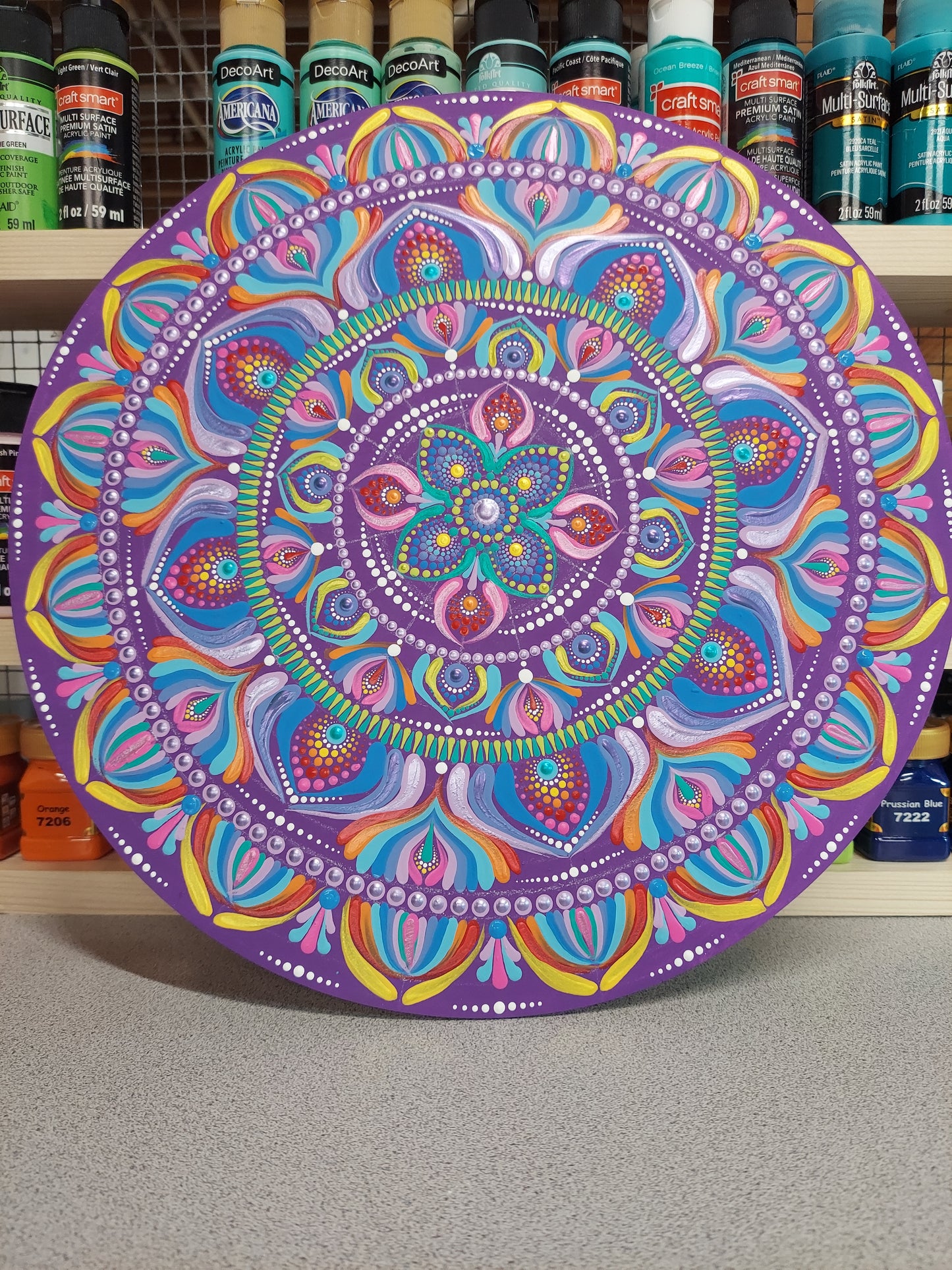 14" mandala dot painting