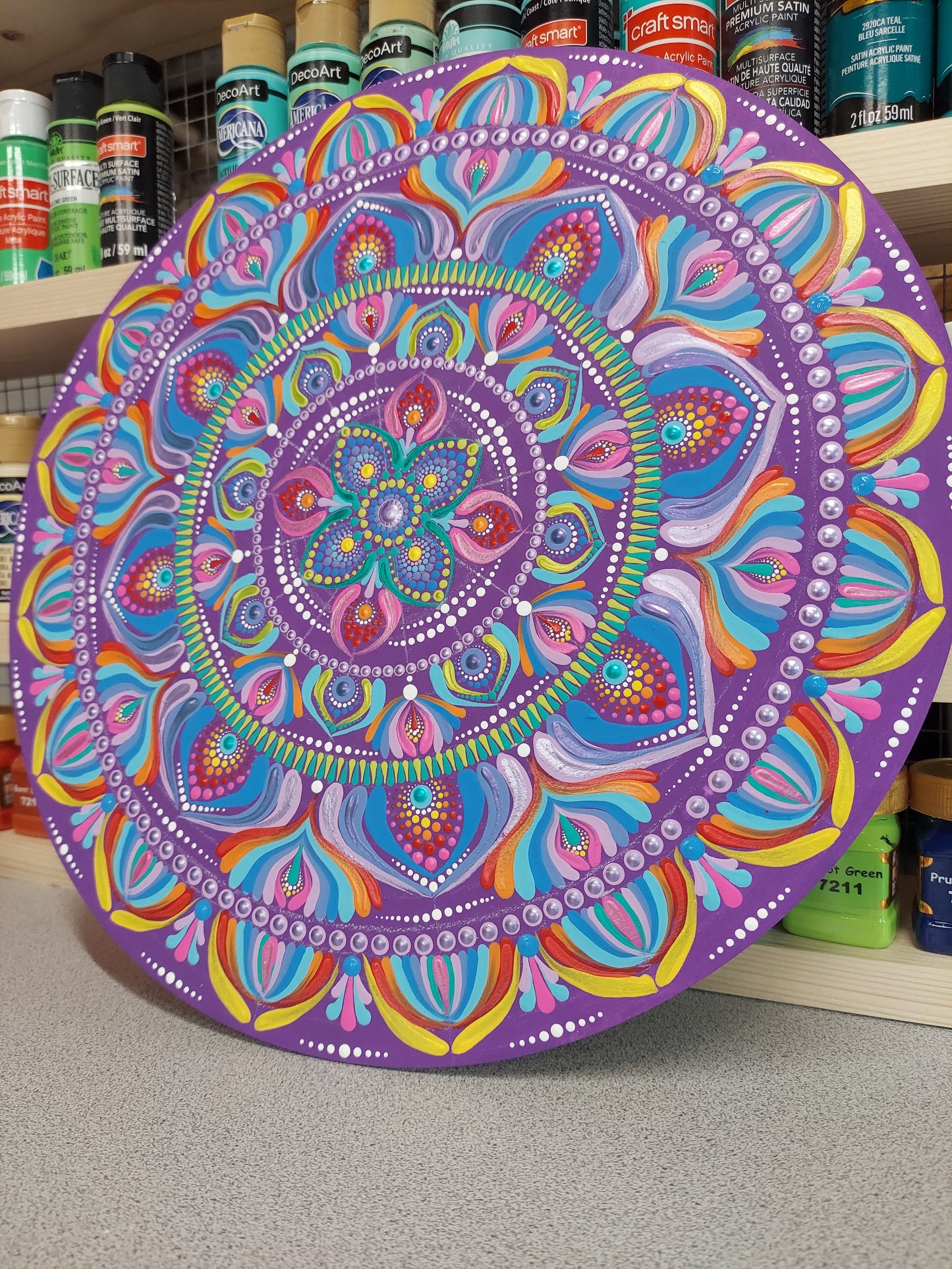 14" mandala dot painting