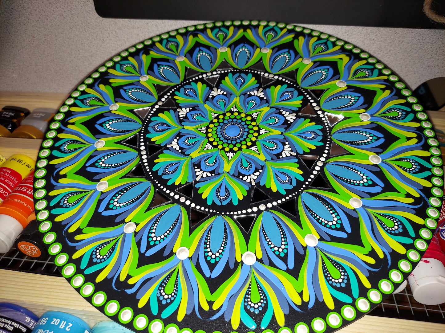 12" Mandala Dot Painting with mirrors