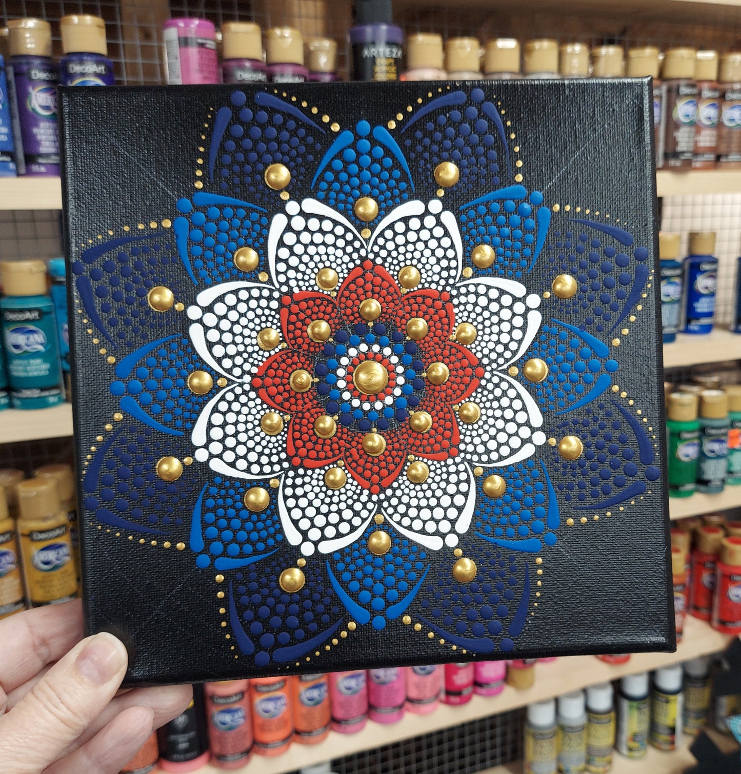 Patriotic Mandala on Canvas Workshop in Churchville -Bel Air